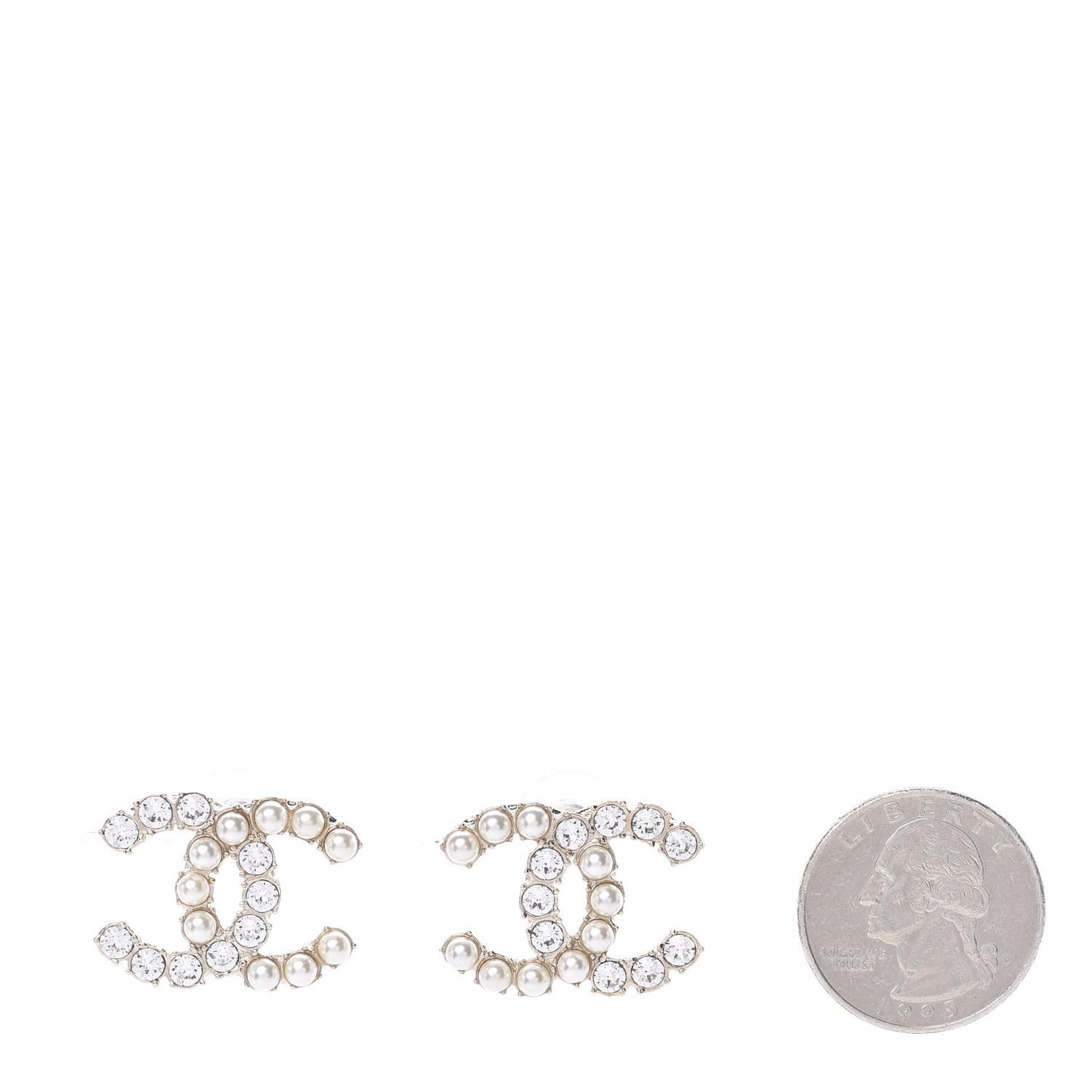 Crystal Pearl CC Dazzling Domino Earrings Gold