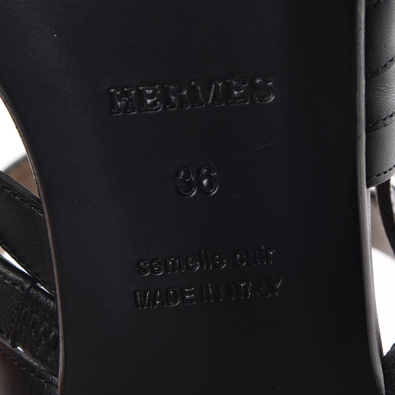 Hermes Calfskin Marine Buckle Sandals 36 Black 7 of 8