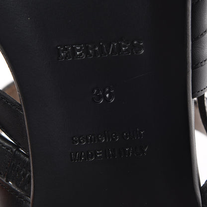 Hermes Calfskin Marine Buckle Sandals 36 Black 7 of 8