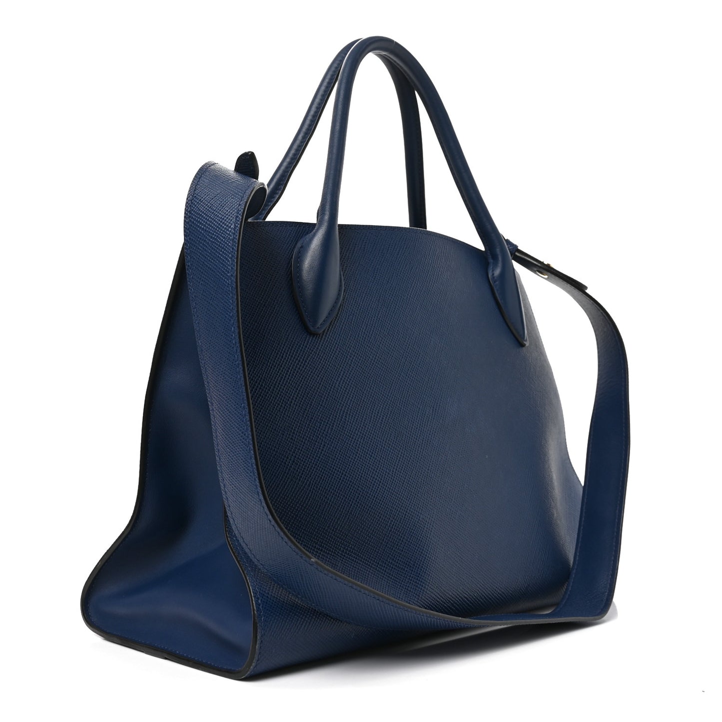 Saffiano Cuir Calfskin Medium Monochrome Top Handle Tote Bluette