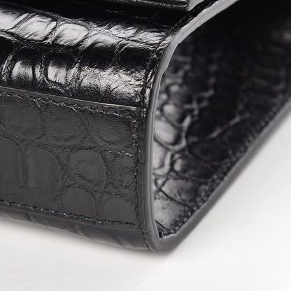 Saint Laurent Calfskin Crocodile Embossed Medium Classic Monogram Kate Tassel Satchel Black 12 of 13