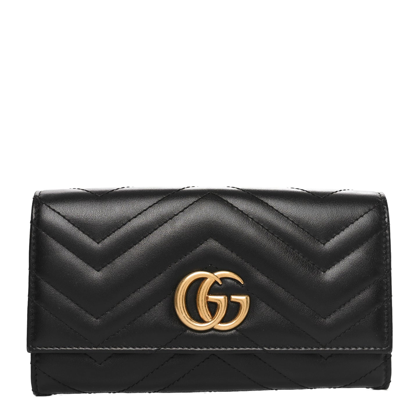Calfskin Matelasse GG Marmont Continental Wallet Black