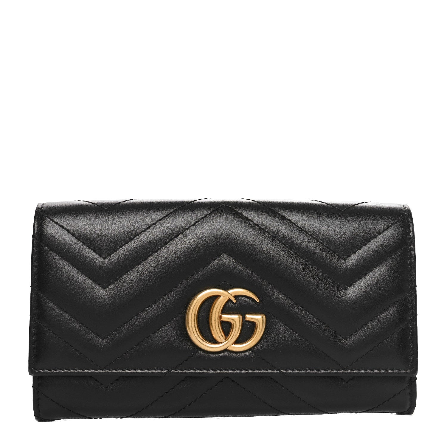 Gucci Calfskin Matelasse GG Marmont Continental Wallet Black 1 of 10