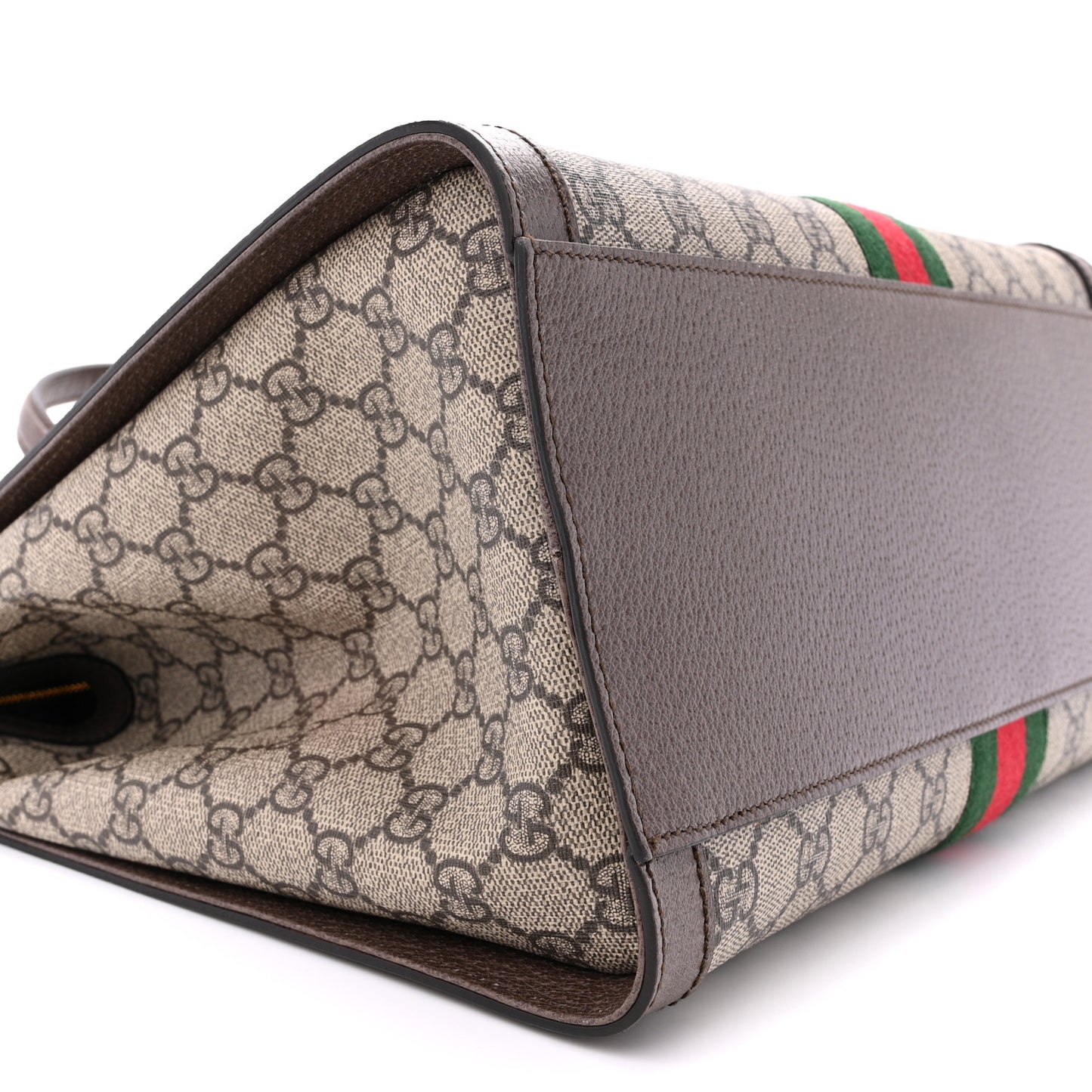 GG Supreme Monogram Web Medium Ophidia Tote Bag Brown