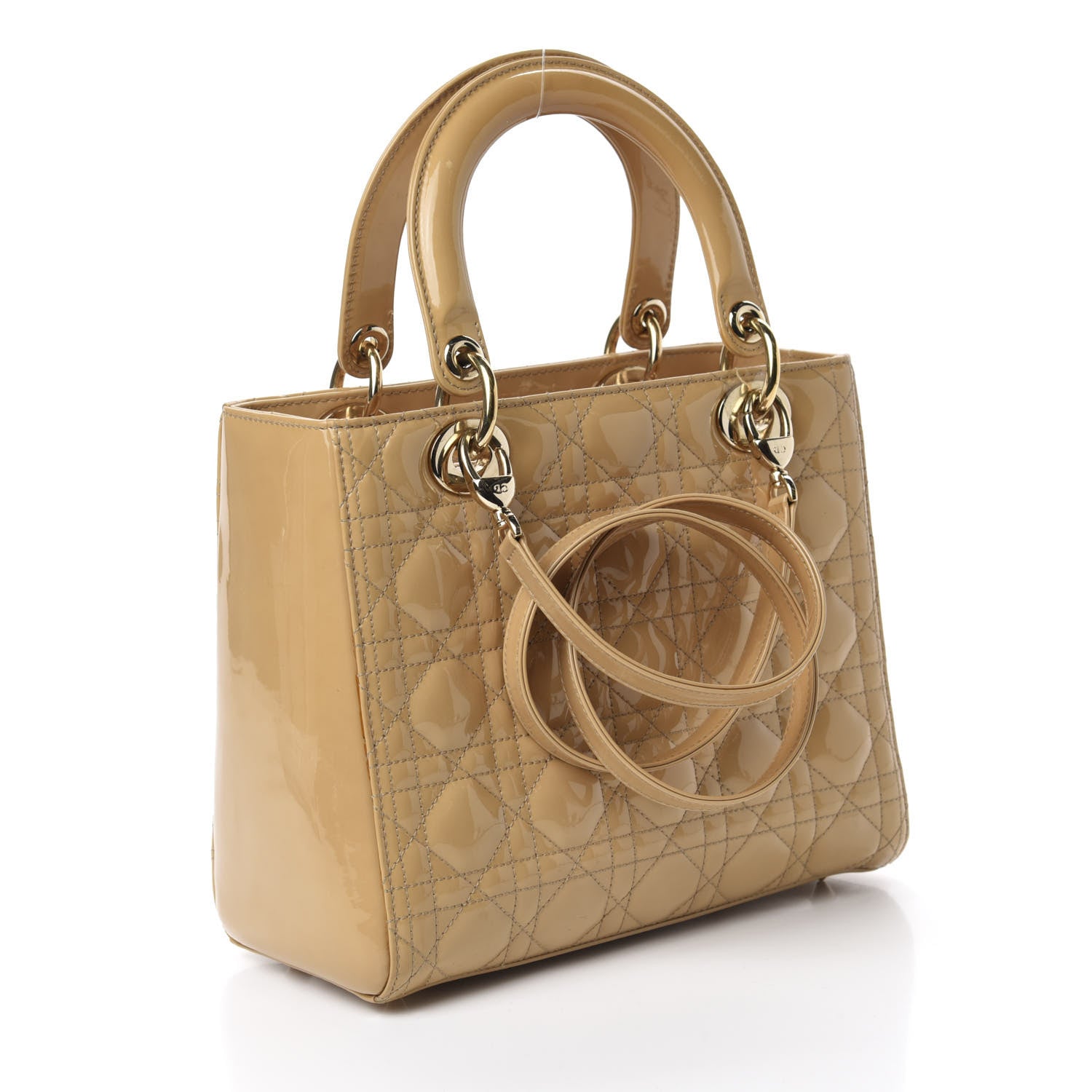 Christian Dior Patent Cannage Medium Lady Dior Beige 3 of 10