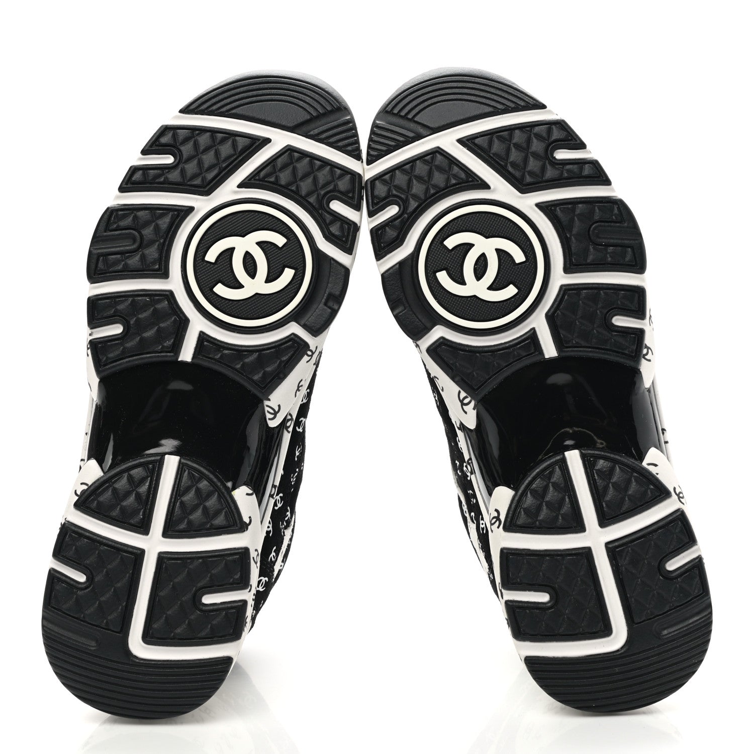 Chanel Nylon Suede Calfskin Printed CC Sneakers 35 White Black 5 of 9