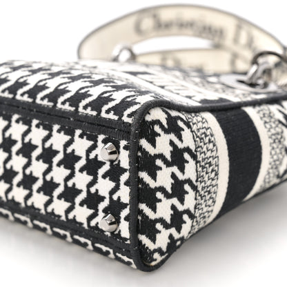 Christian Dior Canvas Houndstooth Embroidered Mini Lady D-Lite Black White 9 of 10