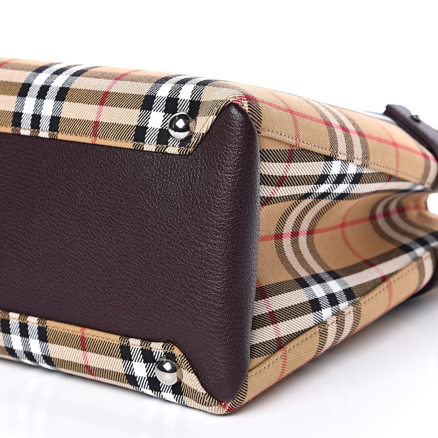 Goatskin Vintage Check Medium Banner Tote Deep Claret