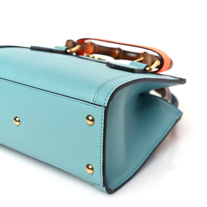 Gucci Wonka Grain Calfskin Mini Diana Tote Bag Dusty Azure Orange Fluo 9 of 9
