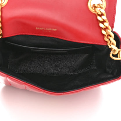 Saint Laurent Patent Matelasse Monogram Small Vicky Chain Bag Red 7 of 14