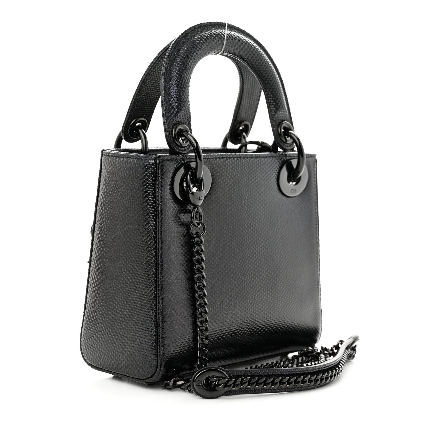 Metallic Karung Mini Lady Dior Black