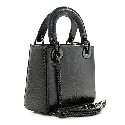 Christian Dior Metallic Karung Mini Lady Dior Black 3 of 10