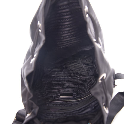Prada Nylon Vela Saffiano Medium Cinch Backpack Black 4 of 9