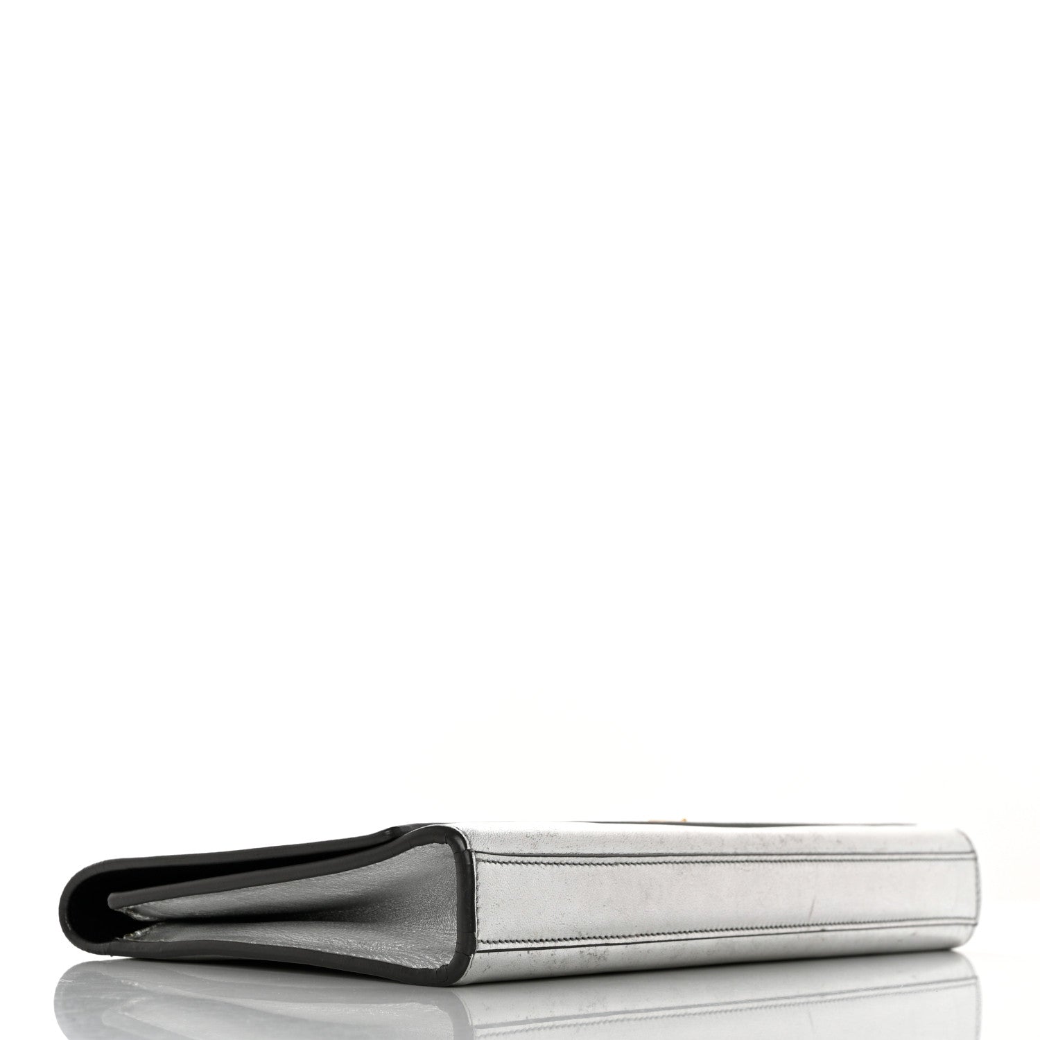 Saint Laurent Metallic Calfskin Classic Monogram Cassandre Clutch Silver 4 of 12