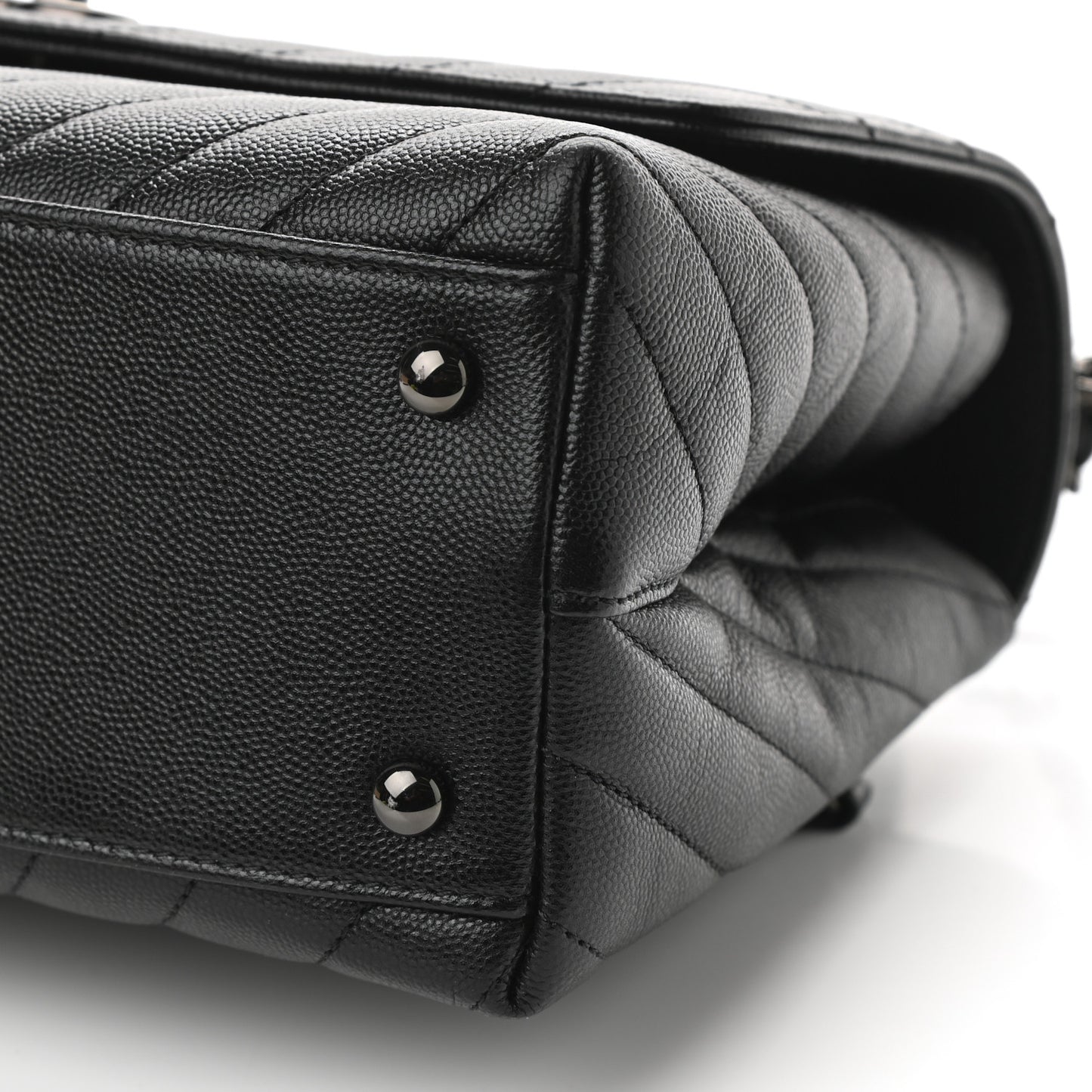 Caviar Chevron Quilted Small Coco Handle Flap So Black