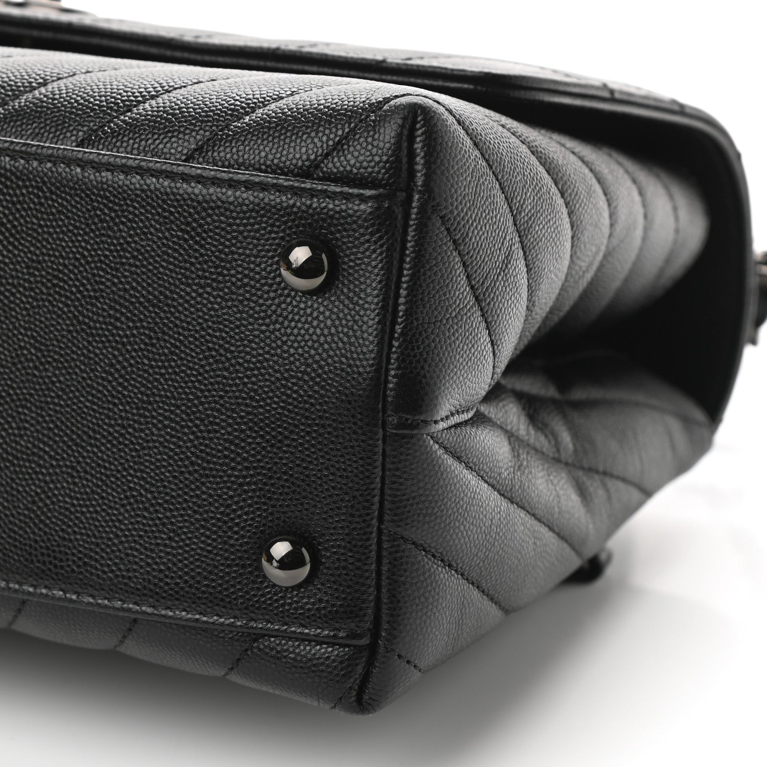 Chanel Caviar Chevron Quilted Small Coco Handle Flap So Black 10 of 10