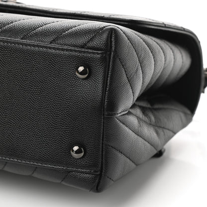 Chanel Caviar Chevron Quilted Small Coco Handle Flap So Black 10 of 10