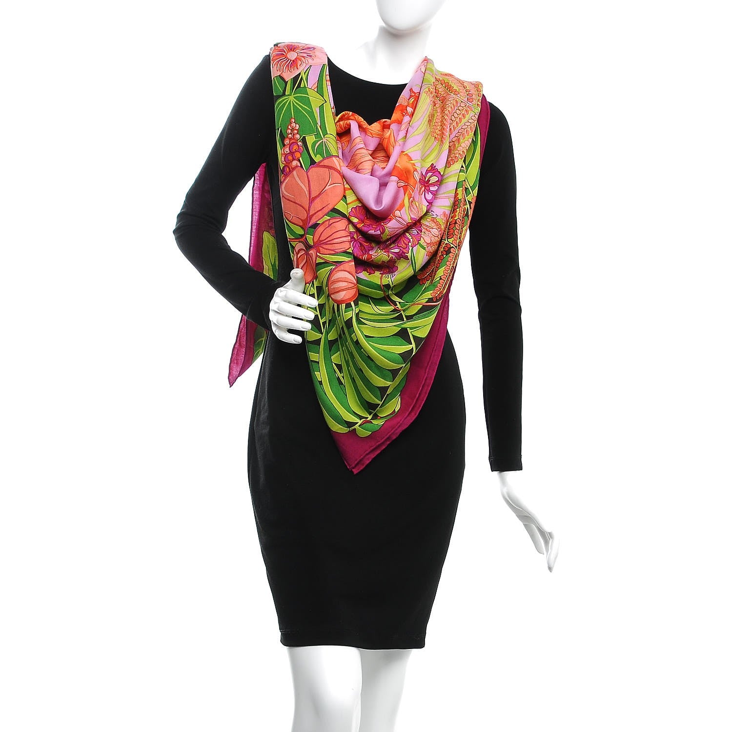 Hermes Cashmere Silk Flamingo Party Shawl 140 2 of 4