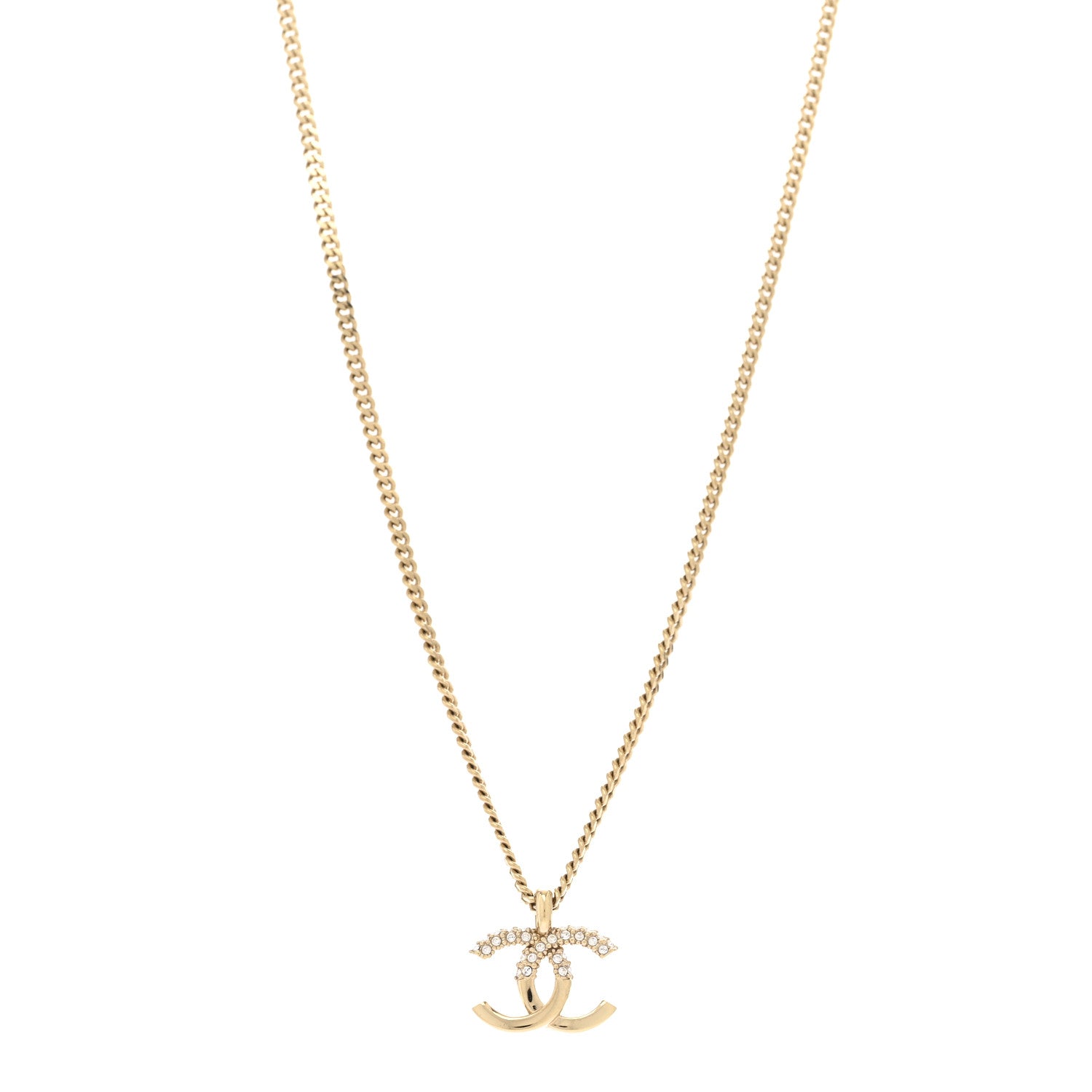Chanel Metal Crystal Bead CC Necklace Gold 3 of 6
