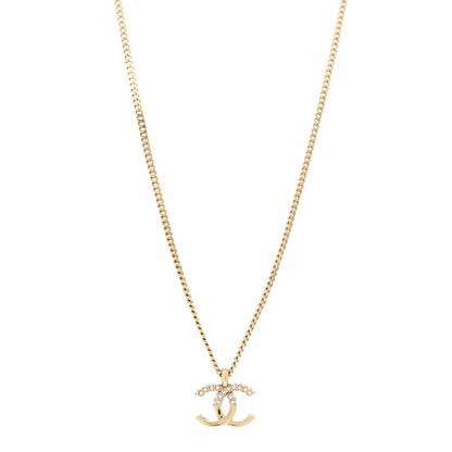Chanel Metal Crystal Bead CC Necklace Gold 3 of 6