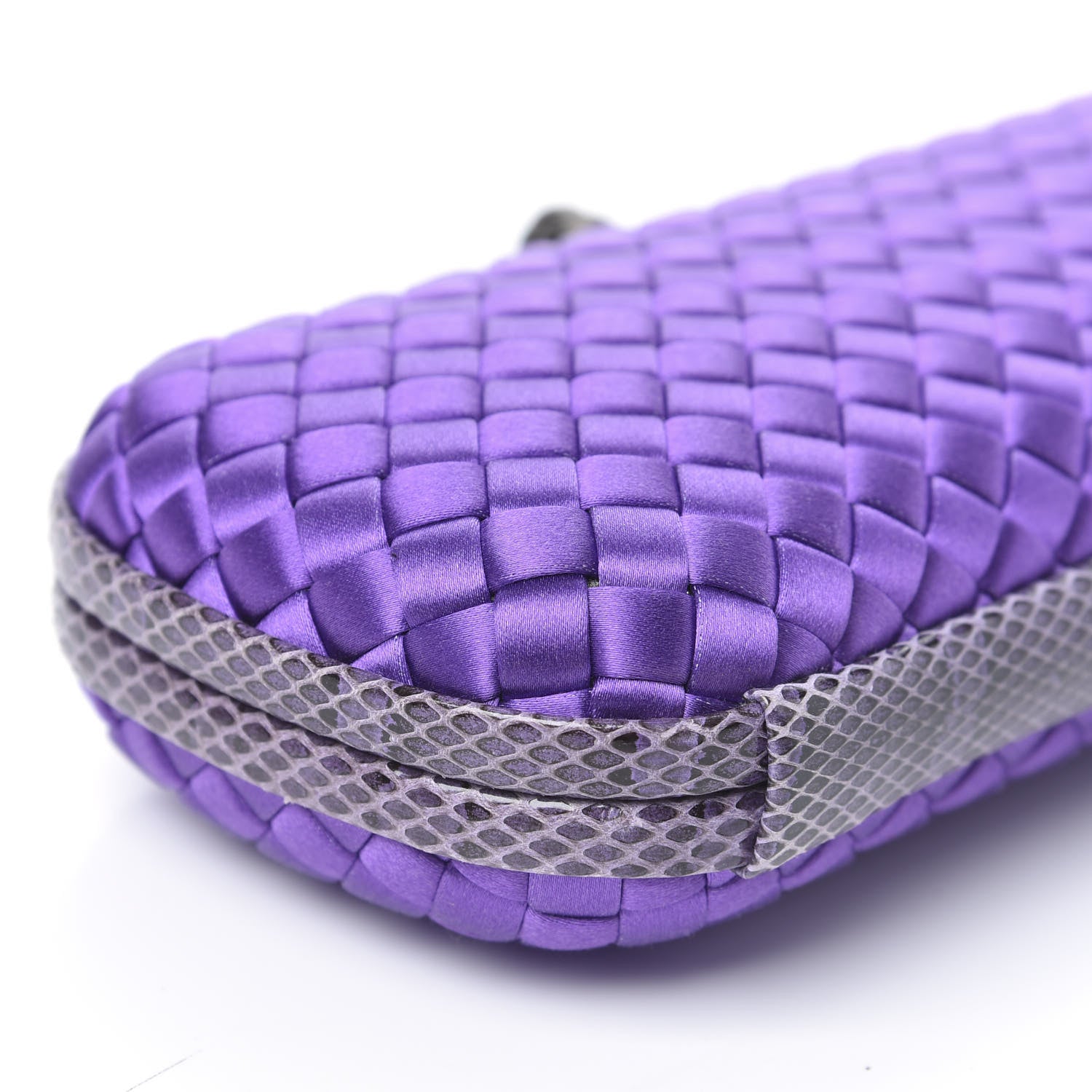 Bottega Veneta Satin Intreccio Impero Ayers Stretch Knot Clutch Purple 7 of 8