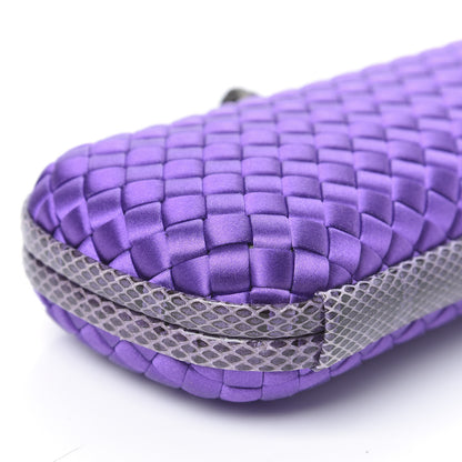 Bottega Veneta Satin Intreccio Impero Ayers Stretch Knot Clutch Purple 7 of 8