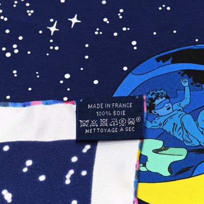 Hermes Silk Space Derby Scarf 90 Marine Rose Vif Multicolor 5 of 5