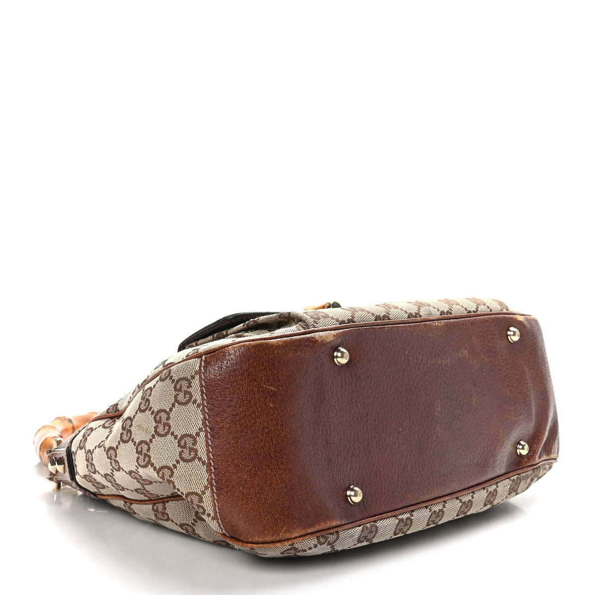 Gucci Monogram Canvas Bamboo Top Handle Bag Brown 4 of 10