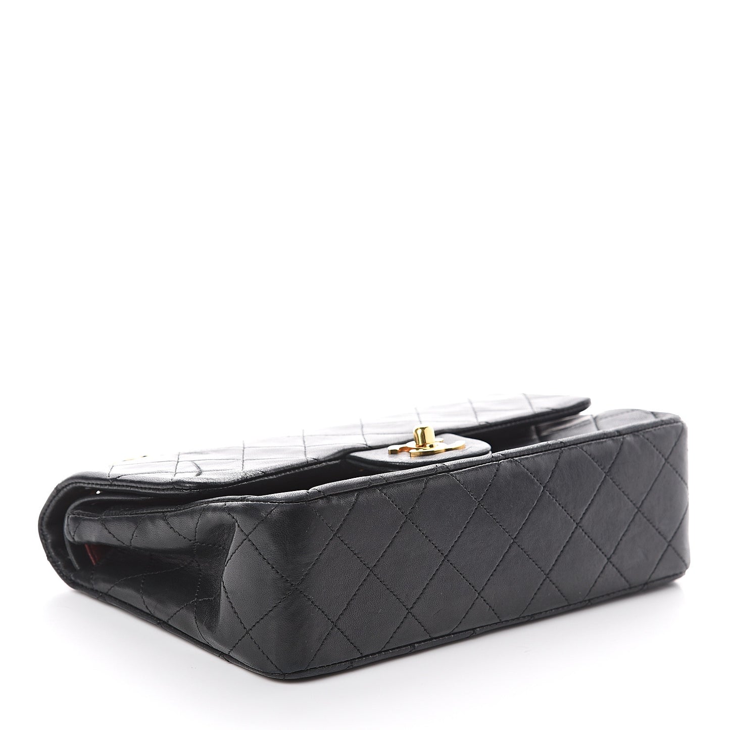 Lambskin Quilted Small Double Flap Black