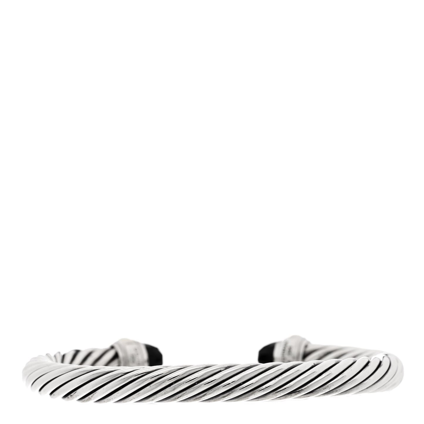 Sterling Silver 14K Yellow Gold Black Onyx 7mm Cable Classics Bracelet