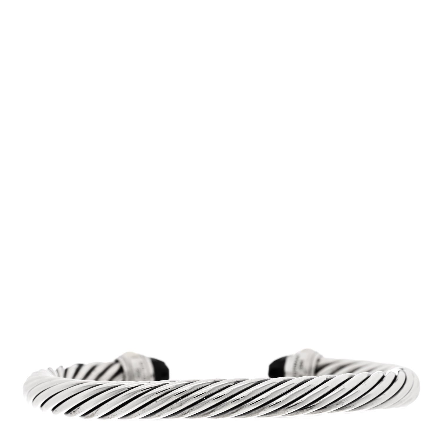 David Yurman Sterling Silver 14K Yellow Gold Black Onyx 7mm Cable Classics Bracelet 2 of 4