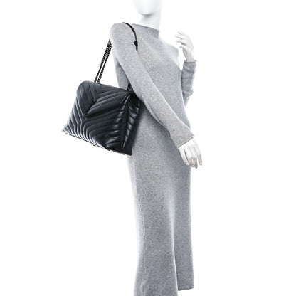 Saint Laurent Calfskin Y Quilted Monogram Monochrome Large Loulou Chain Satchel Black 2 of 12