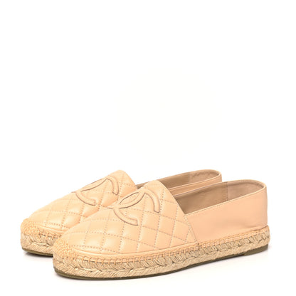 Chanel Lambskin Quilted CC Espadrilles 40 Beige 3 of 8