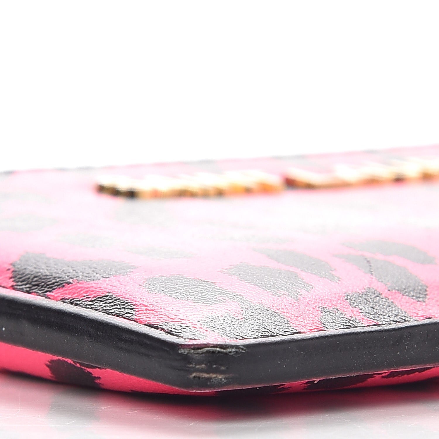 Saint Laurent Grain De Poudre Classic Letters Credit Card Case Fuchsia Black 18 of 20