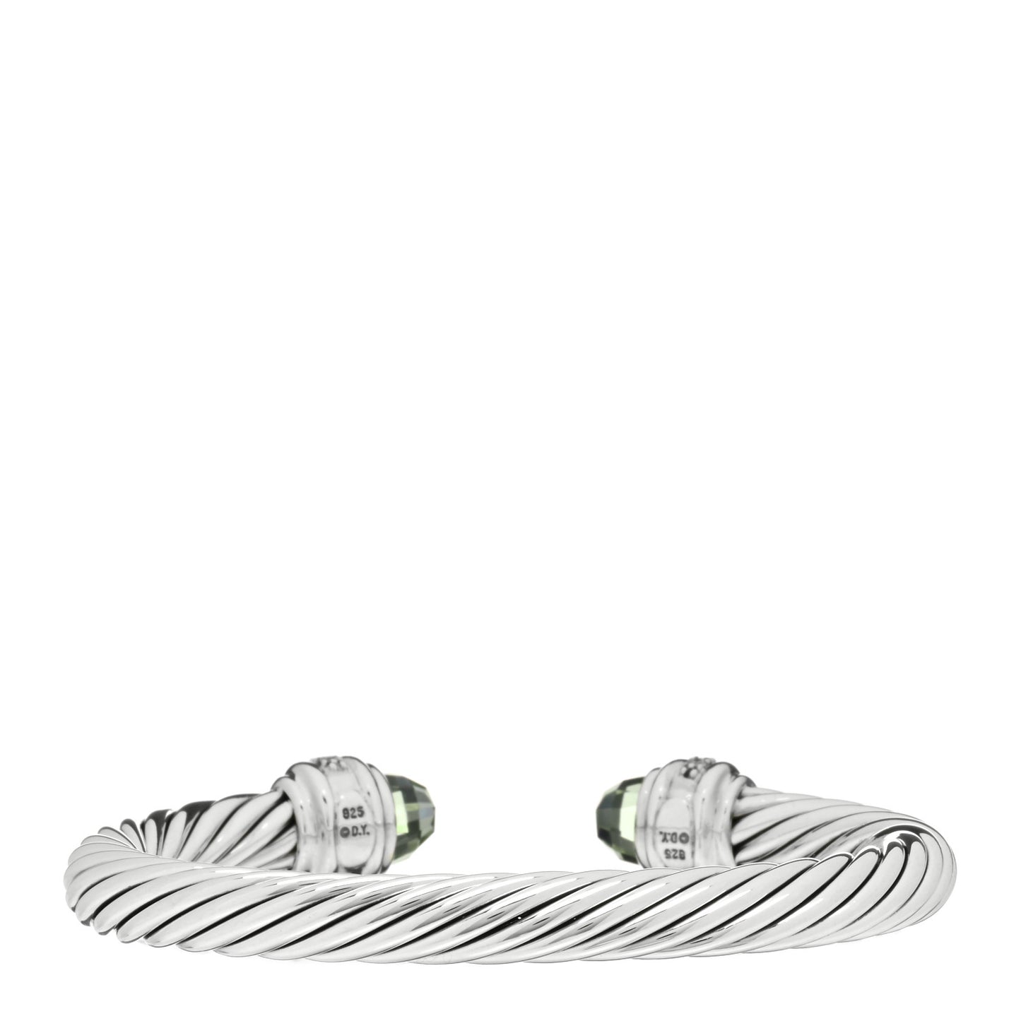 Sterling Silver Diamond Prasiolite 7mm Cable Classics Bracelet