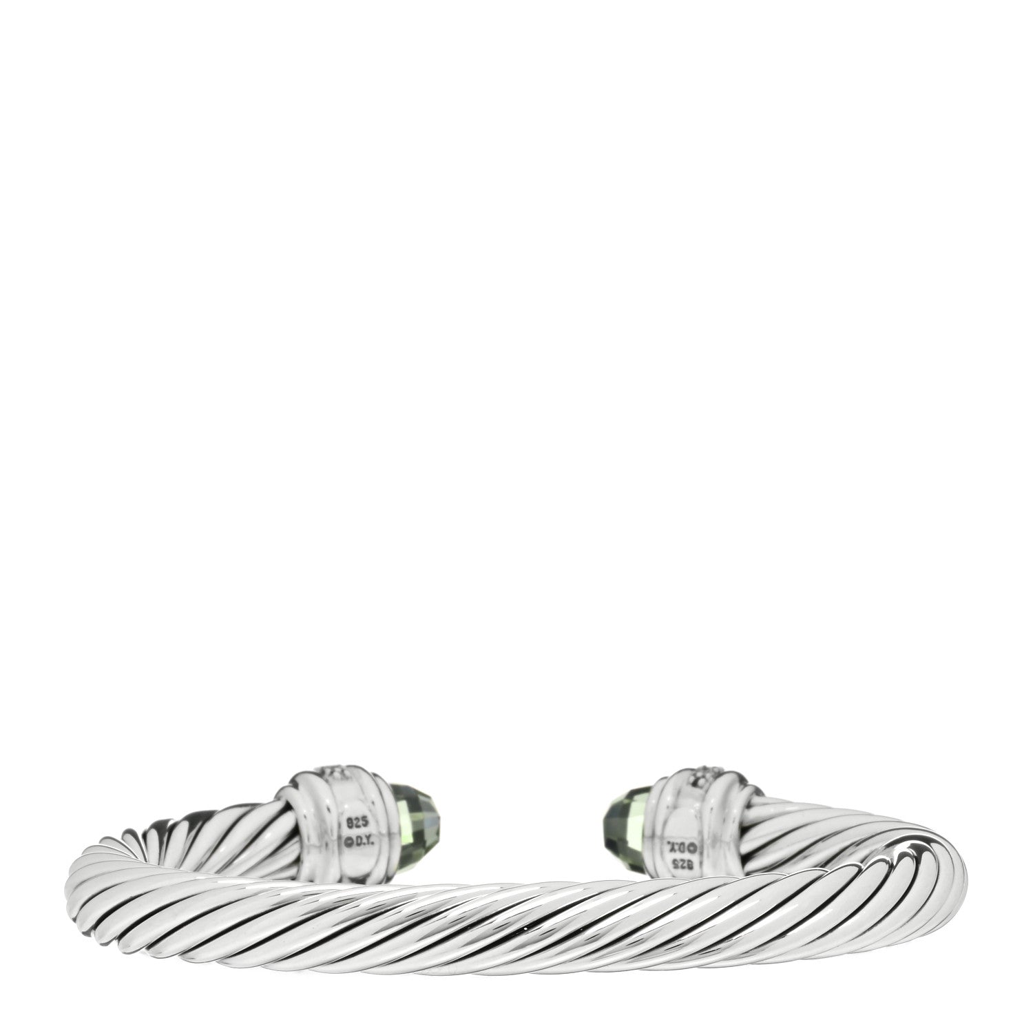 David Yurman Sterling Silver Diamond Prasiolite 7mm Cable Classics Bracelet 3 of 4