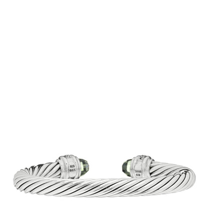David Yurman Sterling Silver Diamond Prasiolite 7mm Cable Classics Bracelet 3 of 4