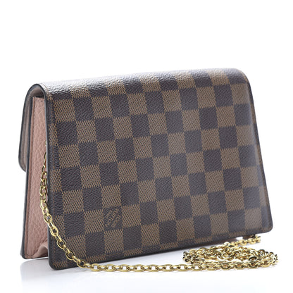 Louis Vuitton Damier Ebene Croisette Chain Wallet Magnolia 3 of 16
