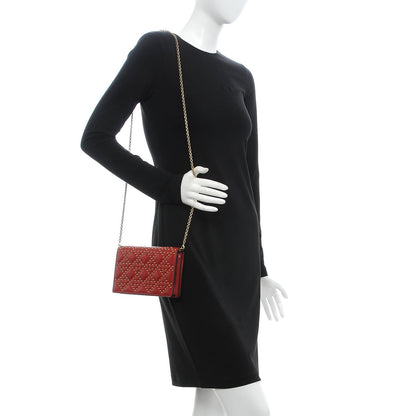 Christian Dior Calfskin Cannage Studded Lady Dior Wallet on Chain Deep Red 2 of 9