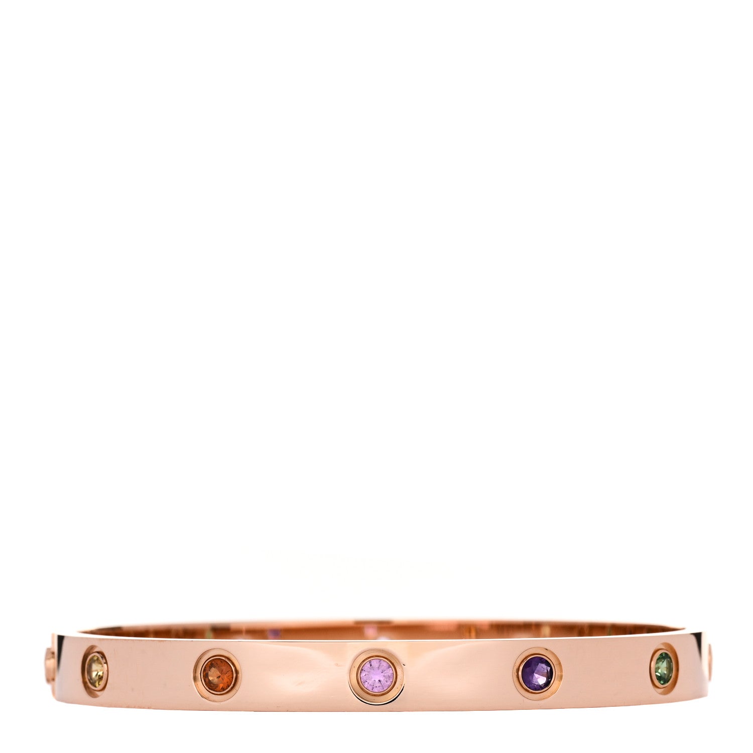 Cartier 18K Pink Gold Sapphire Garnet Amethyst LOVE Bracelet 16 1 of 6