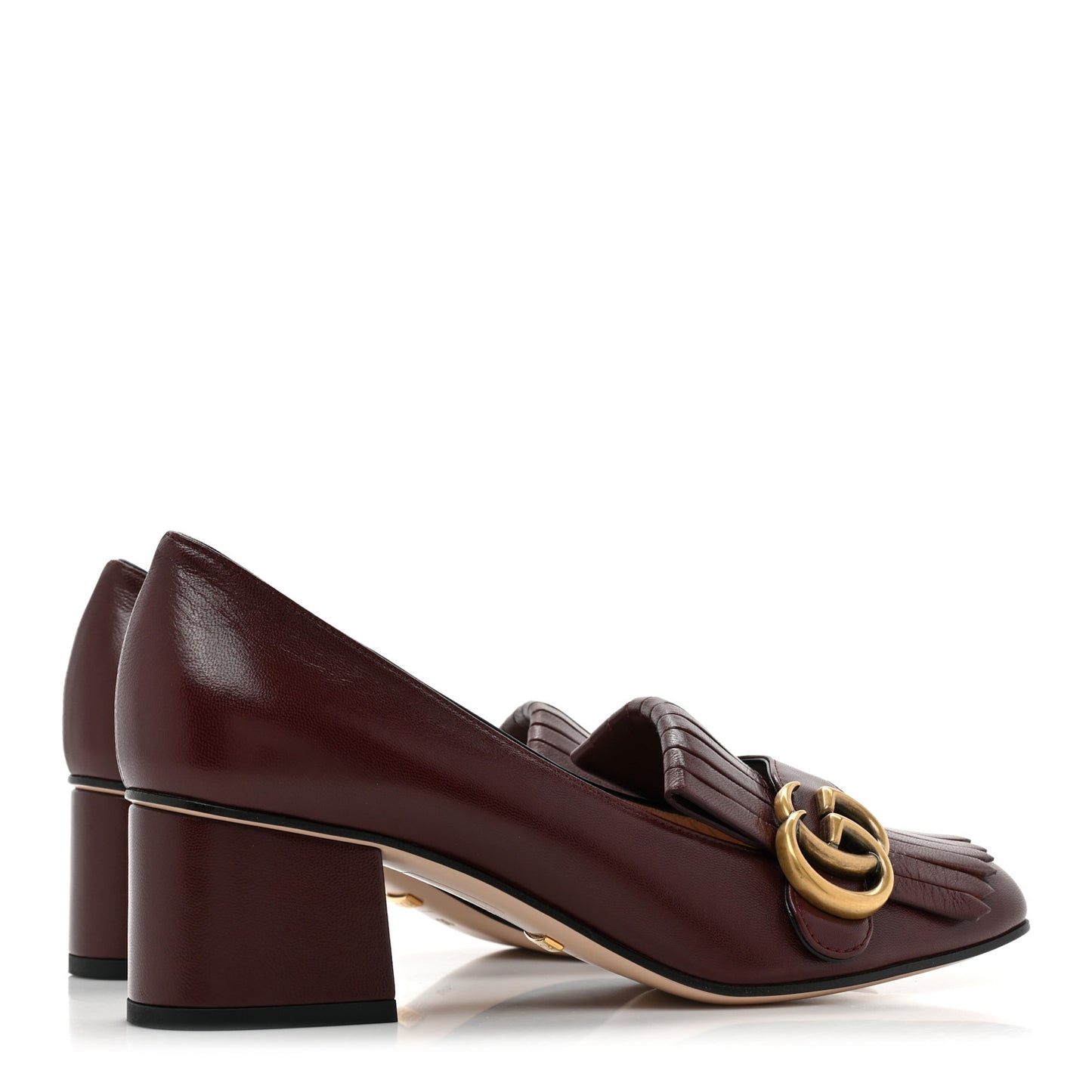Malaga Kid GG Marmont Fringe 50mm Loafer Pumps 36 Vintage Bordeaux