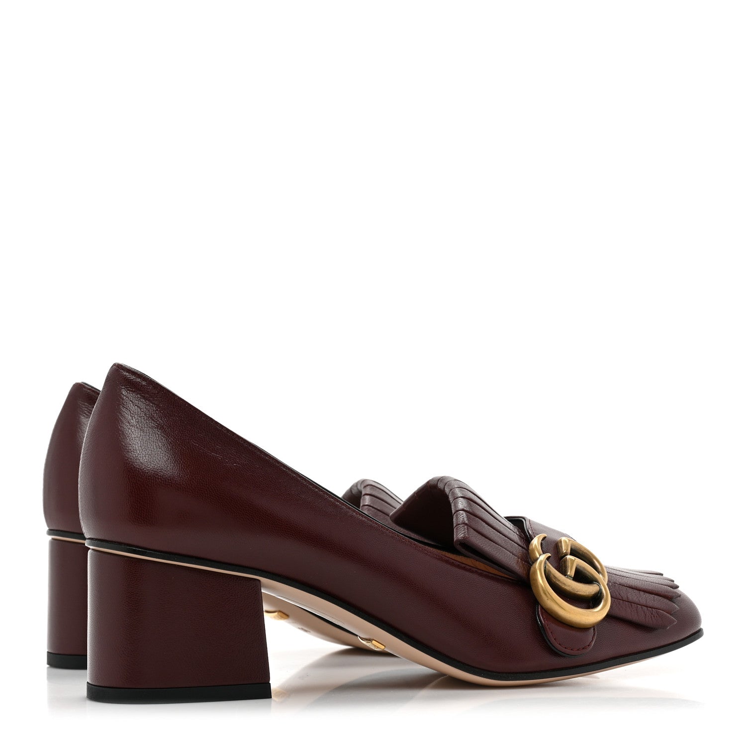 Gucci Malaga Kid GG Marmont Fringe 50mm Loafer Pumps 36 Vintage Bordeaux 4 of 11