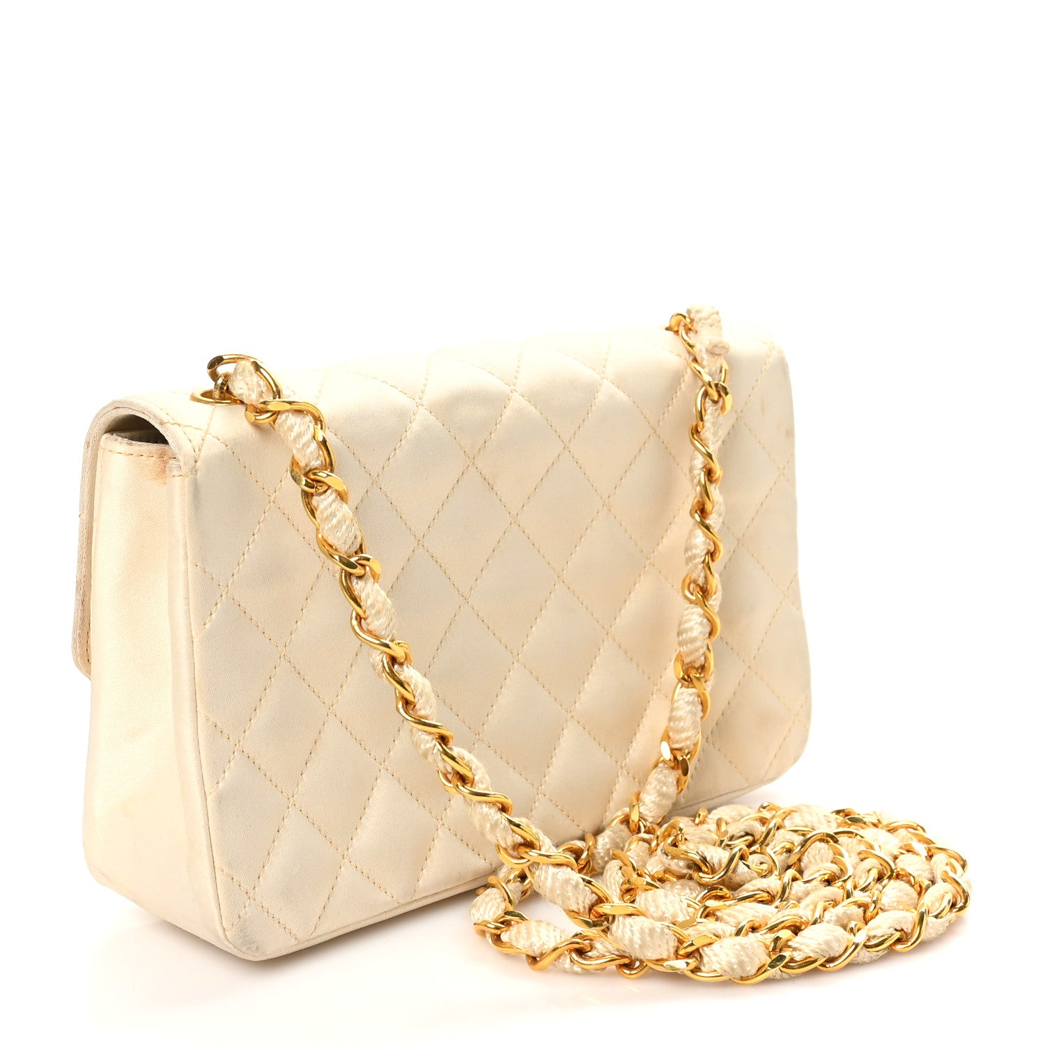 Chanel Satin Quilted Mini Flap White 3 of 11