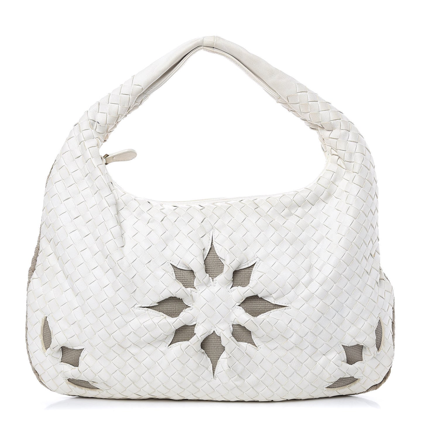 Nappa Intrecciato Flower Medium Veneta Hobo White