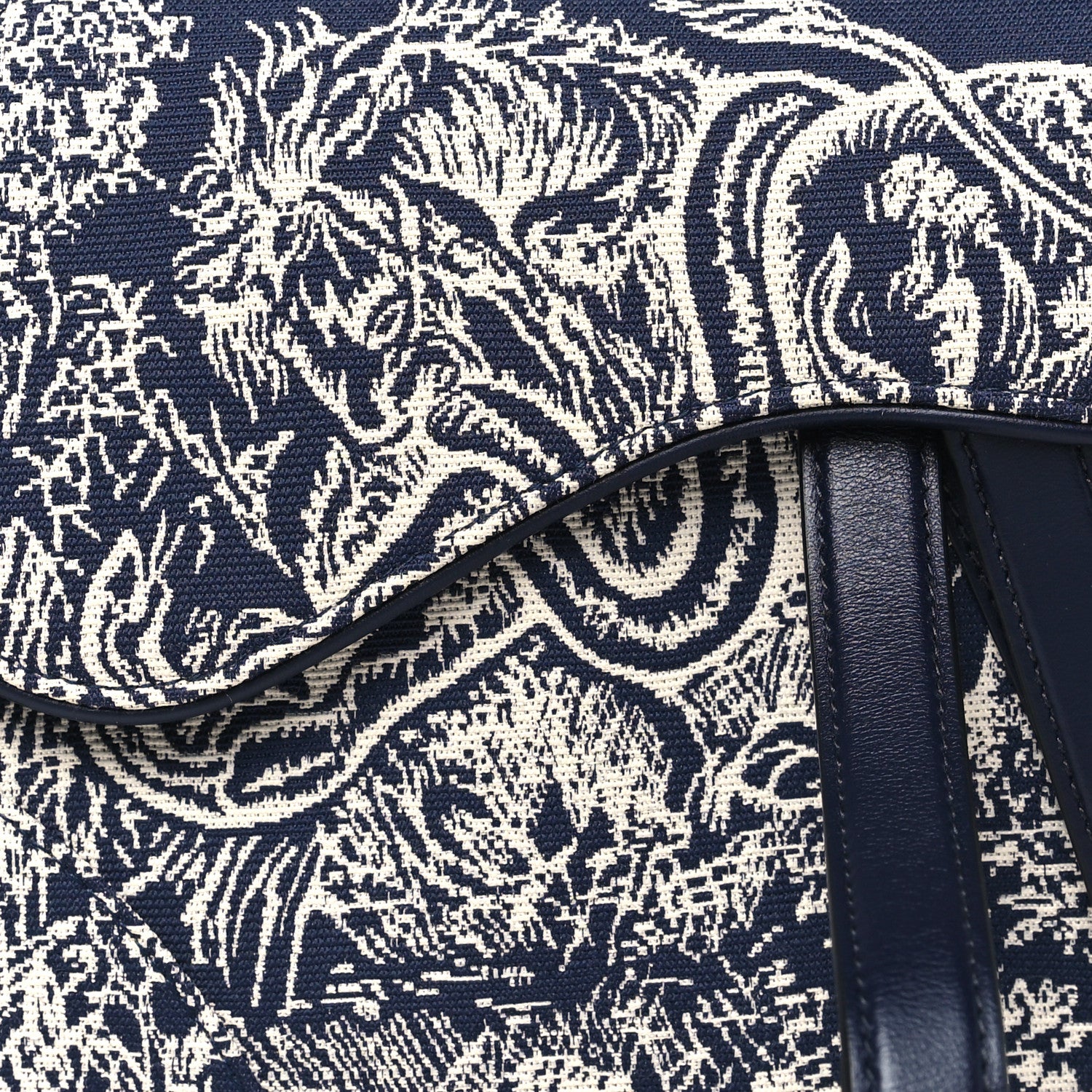 Christian Dior Canvas Embroidered Dioriviera Saddle Bag Blue