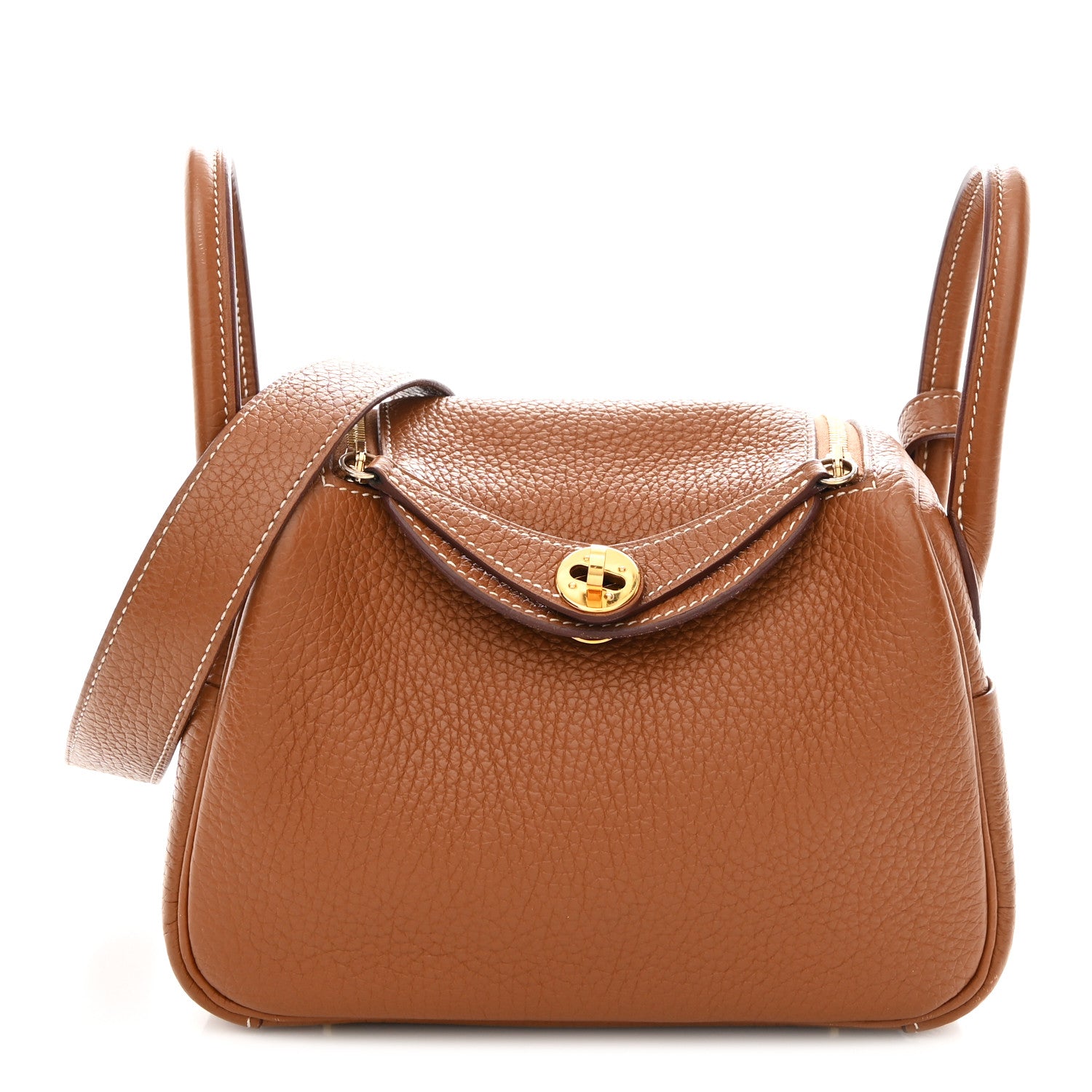 Hermes Taurillon Clemence Mini Lindy 20 Gold 1 of 12