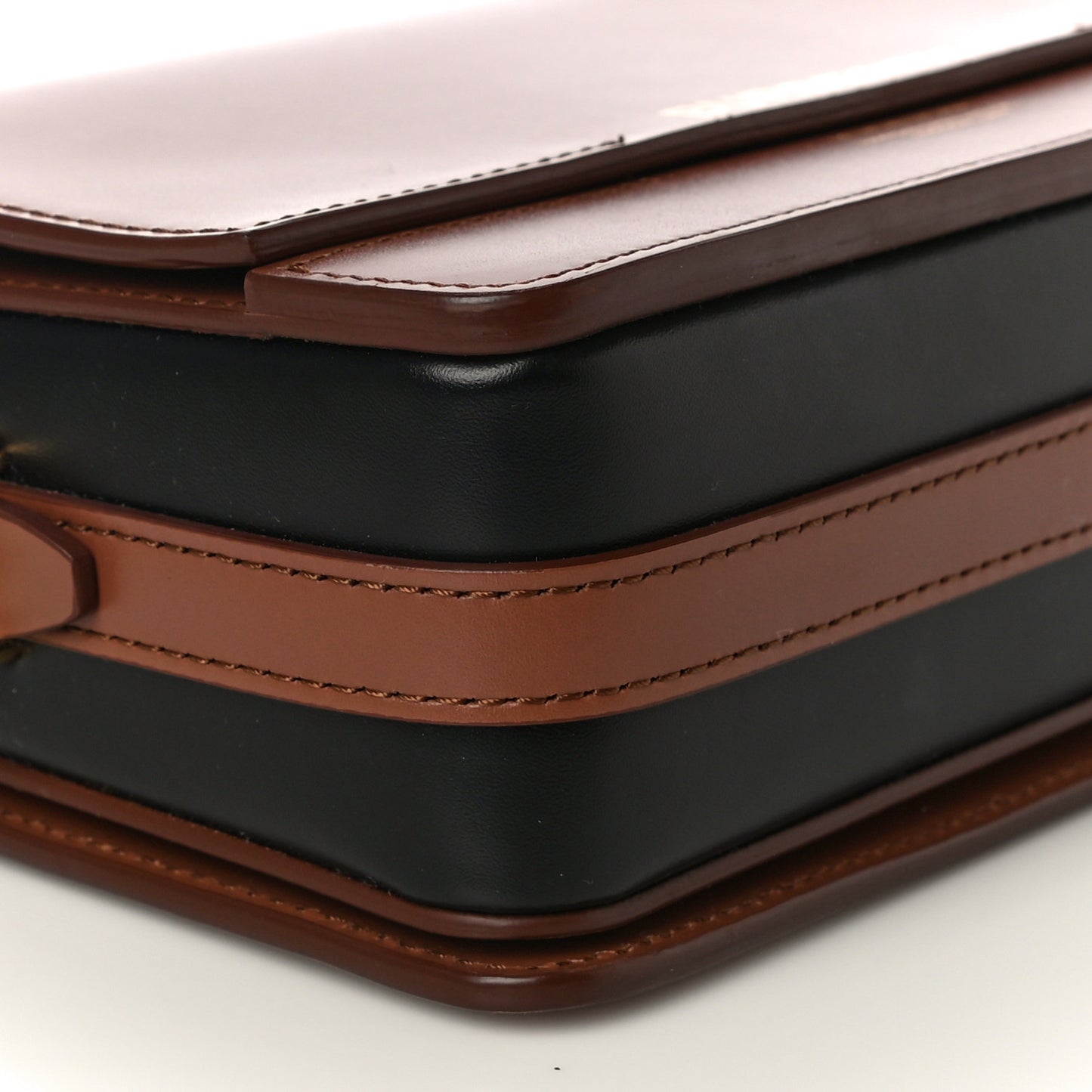 Smooth Calfskin Two Tone Small Grace Bag Malt Brown Black