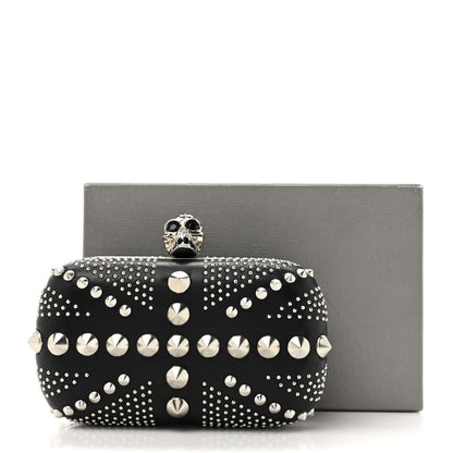 Alexander McQueen Calfskin Studded Britannia Skull Box Clutch Black 8 of 8