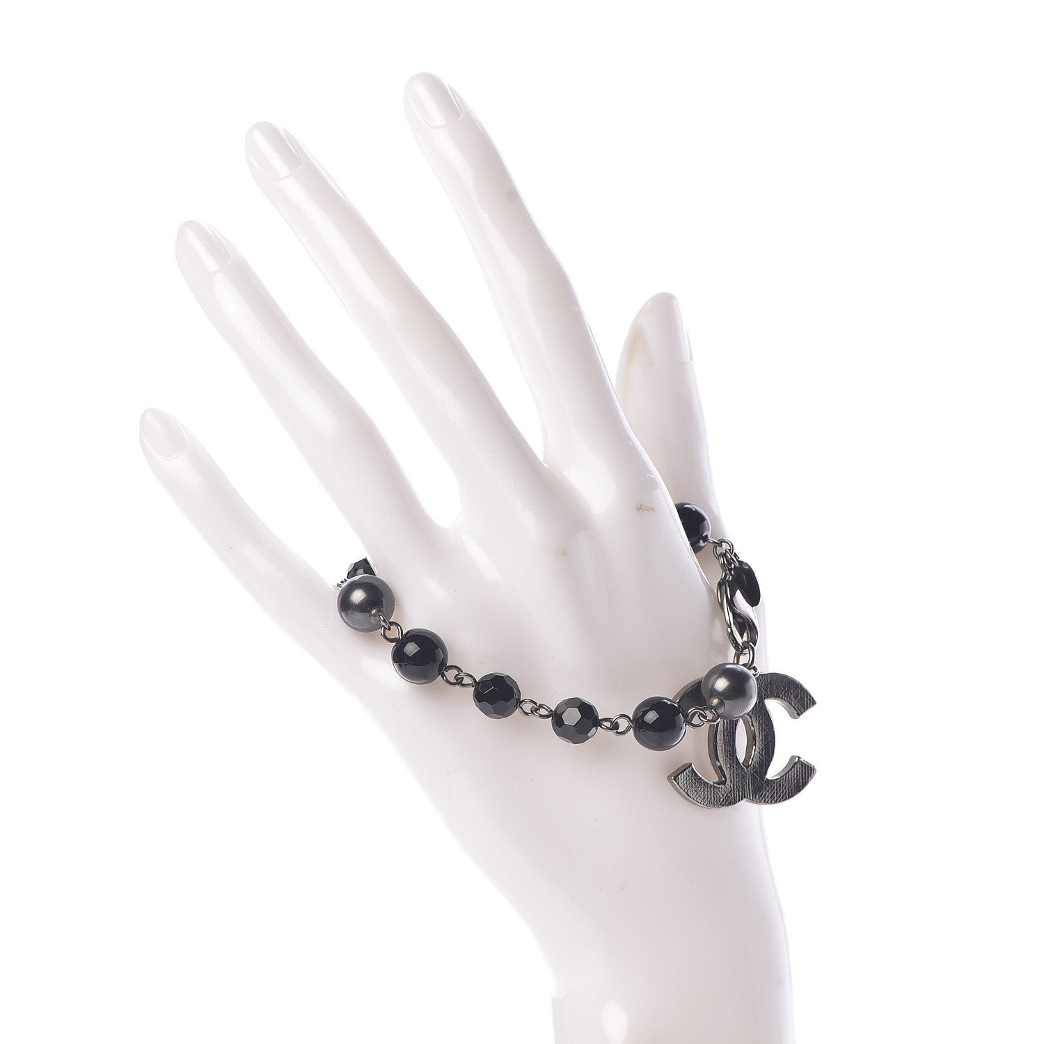 Chanel Ruthenium Bead CC Bracelet Black 2 of 7