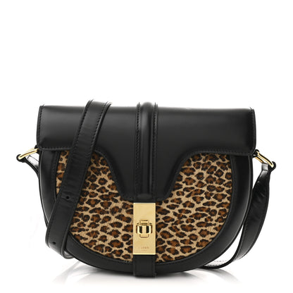 Celine Pony Hair Calfskin Leopard Print Besace 16 Black Naturals 1 of 10